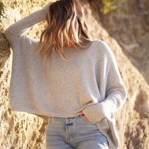 Carly Jean Los Angeles Rhea Knit Oversized Sweater - Heather Grey